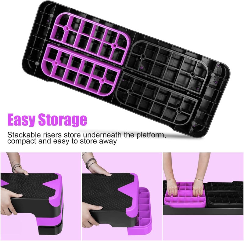 HooKung Adjustable Workout Aerobic Stepper in Fitness & Exercise Step Platform Trainer 3 settings adjustable height 4”-6”-8” - Image 4
